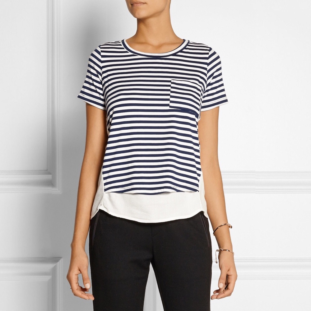 clu striped stretched jersey crepe tee